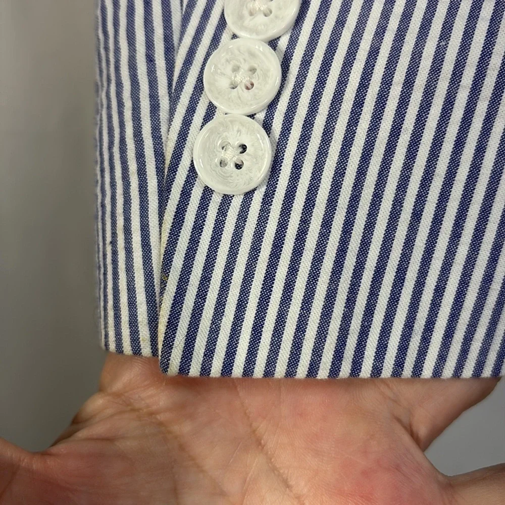 🏕️Alan Flusser White and Blue seersucker Sport Coat Blazer